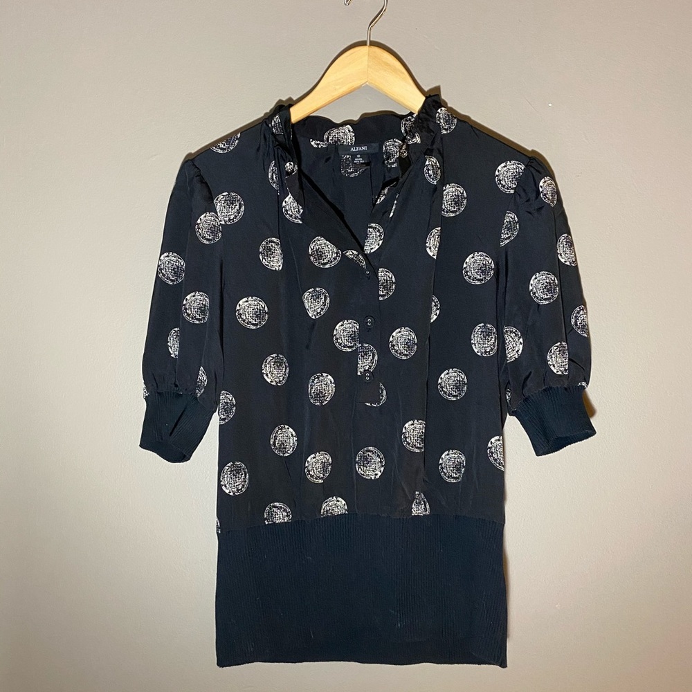 Alfani 100% silk & knit blouse - size 10
